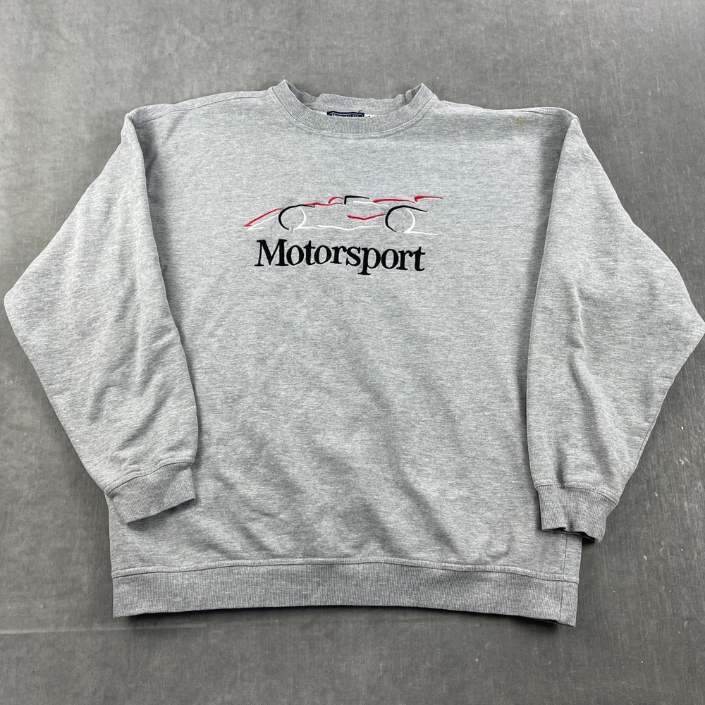 Mercedes-Benz Mens XL Gray Motorsport Sweatshirt Embroidered Racing Crewneck
